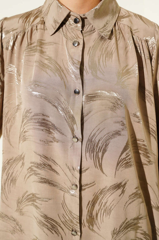 Jacquard Brush Patterned Shirt Mink