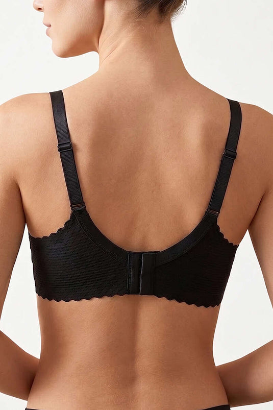 Jacquard-Effect Laser-Cut Bra Black