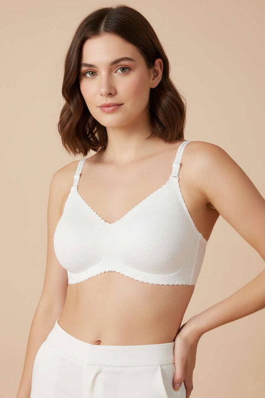 Soutien-gorge à découpe laser jacquard écru