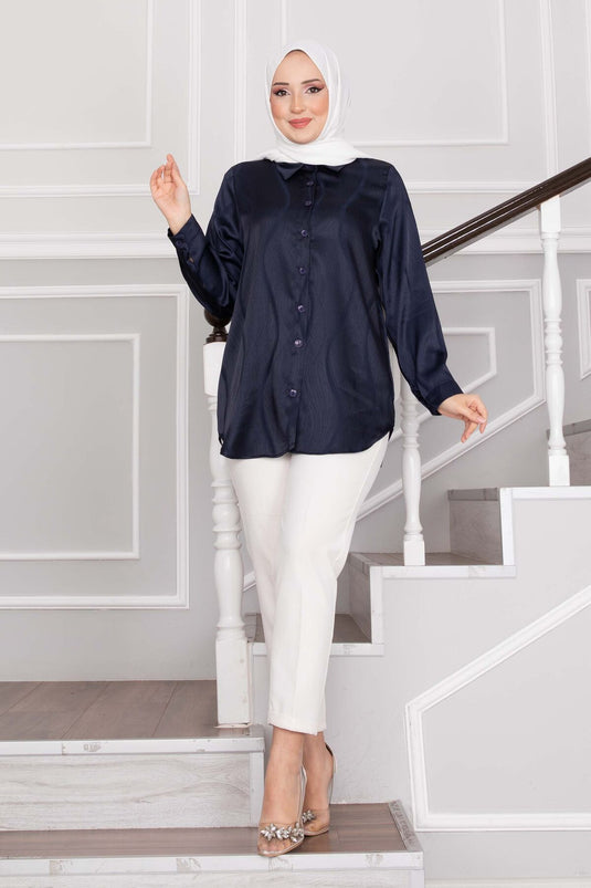 Jacquard Tunic Navy Blue