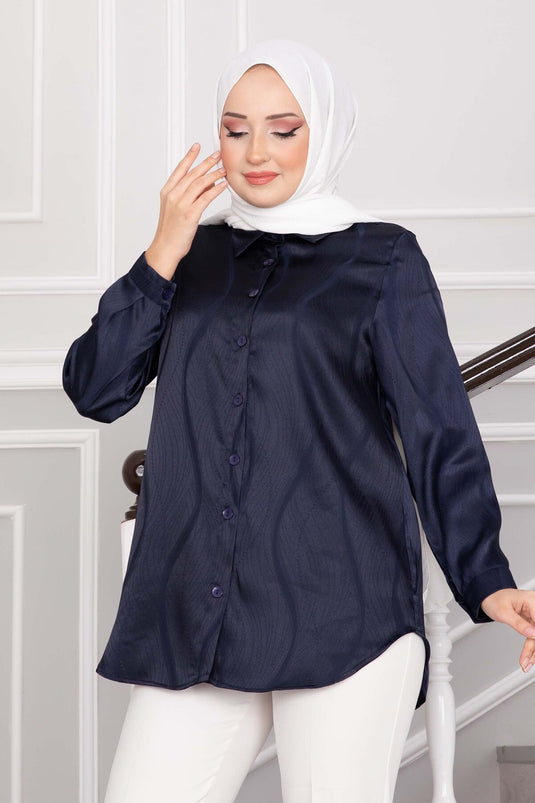 Jacquard Tunic Navy Blue