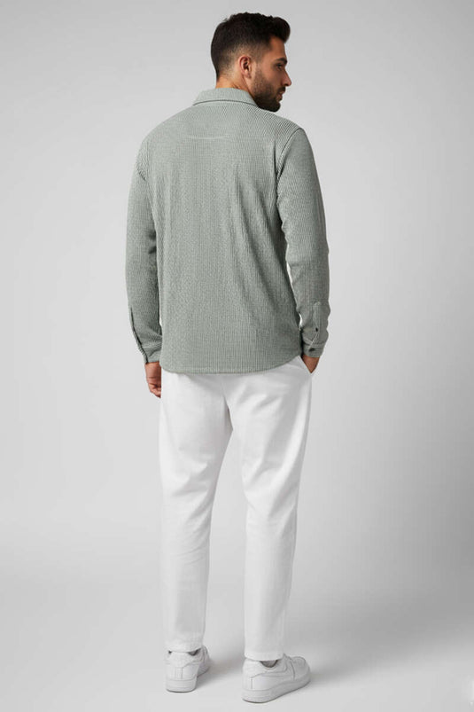 Jacquard Striped Men's Shirt Khaki