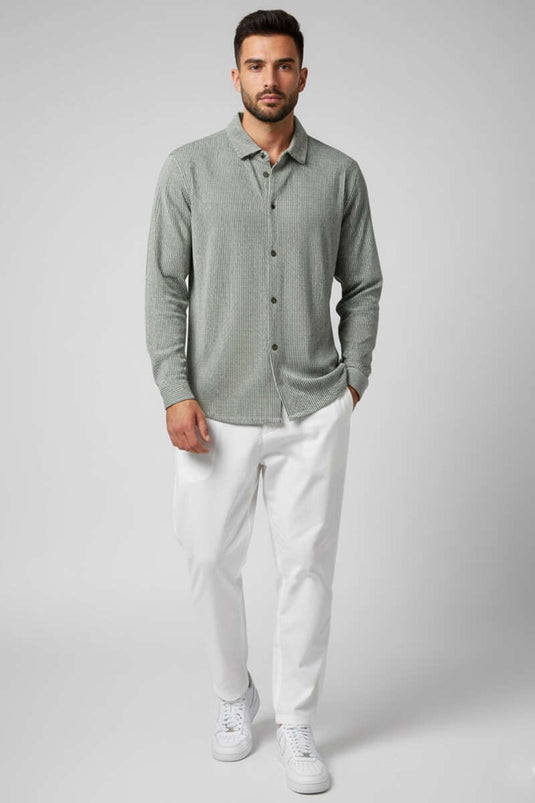 Jacquard Striped Men's Shirt Khaki