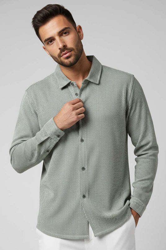 Jacquard Striped Men's Shirt Khaki