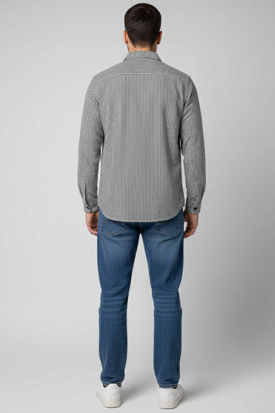 Jacquard Striped Men's Shirt Black