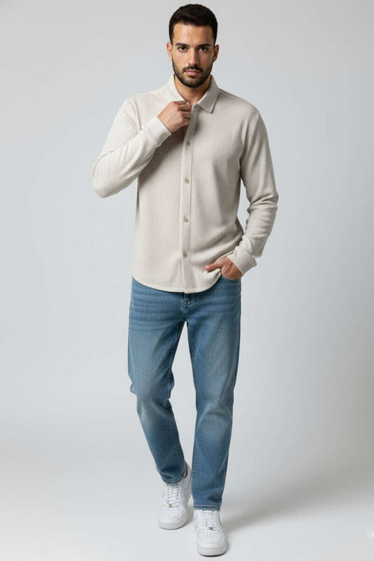 Jacquard Striped Men's Shirt Stone