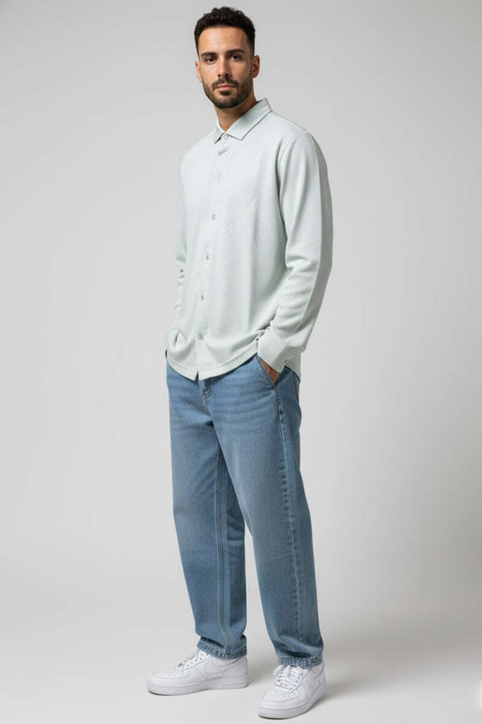 Jacquard Striped Men's Shirt Green