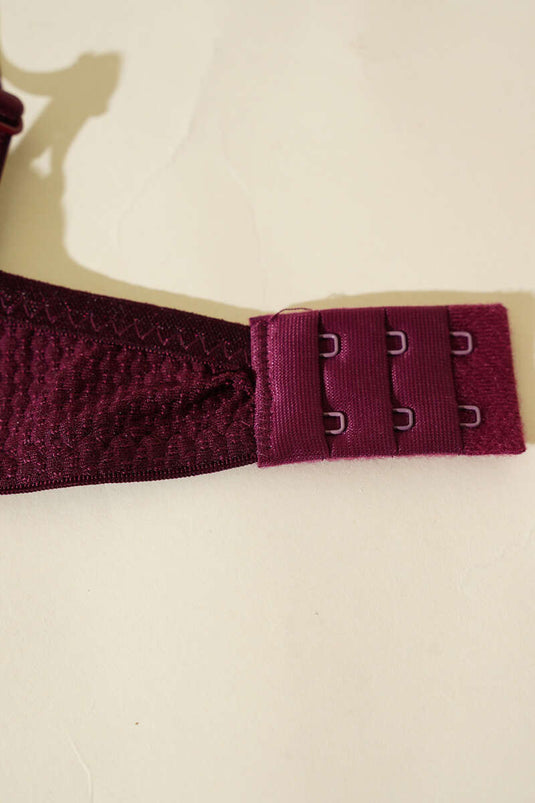 Jacquard Lace Detailed Padded Bra Dark Plum