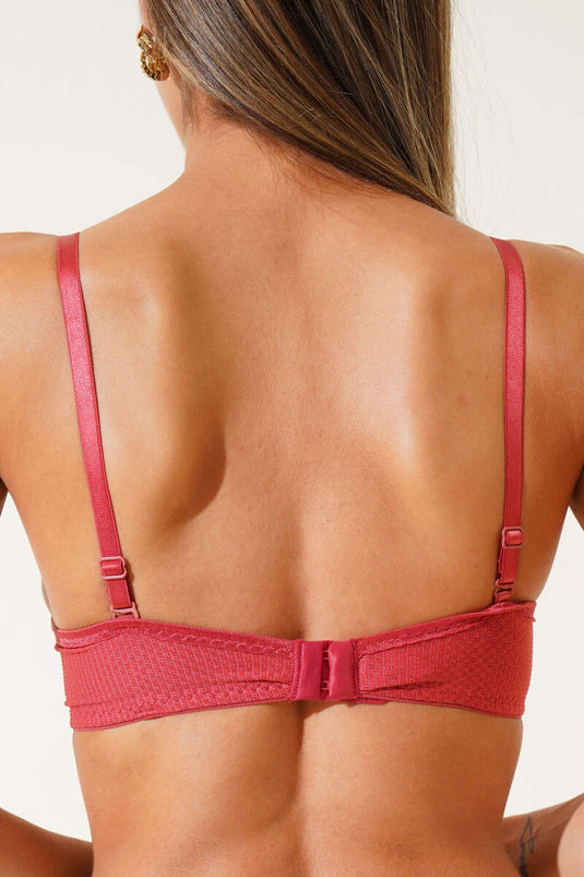 Soutien-gorge rembourré orné de dentelle jacquard et de fleurs de grenade