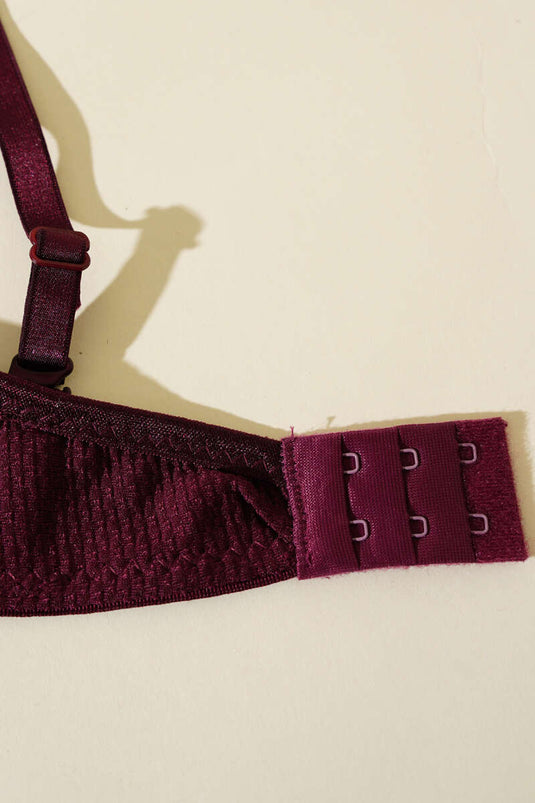 Soutien-gorge sans rembourrage en dentelle jacquard, couleur prune foncée