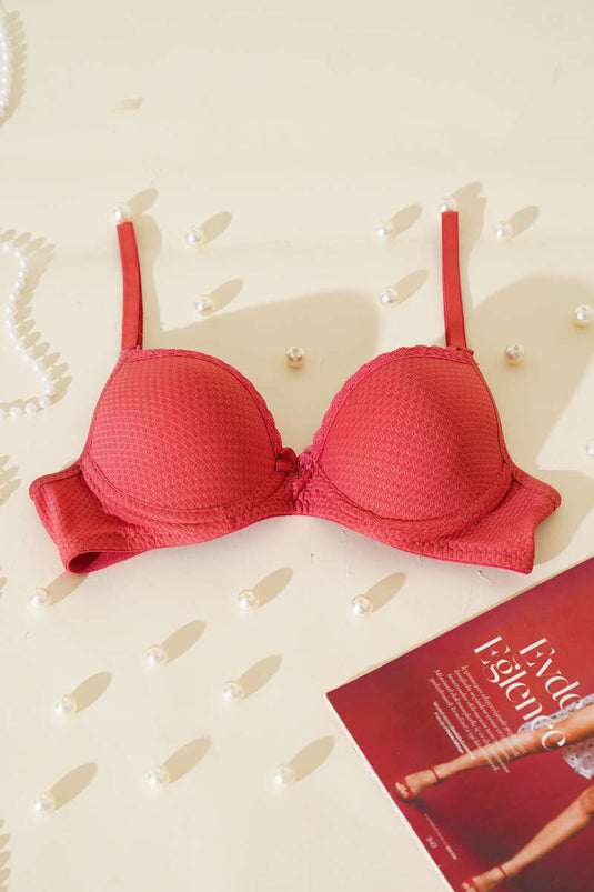 Soutien-gorge sans rembourrage en dentelle jacquard à motif de fleur de grenade