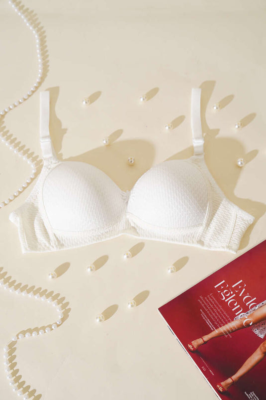 Jacquard Non-Padded Bra Ecru