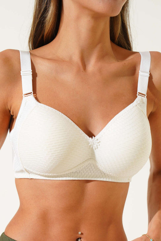 Jacquard Non-Padded Bra Ecru