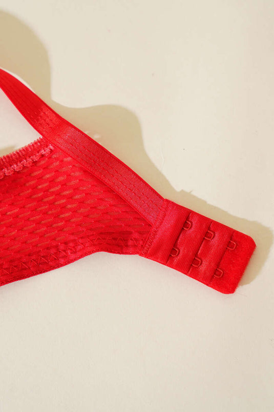 Jacquard Non-Padded Bra Red