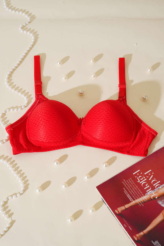 Jacquard Non-Padded Bra Red