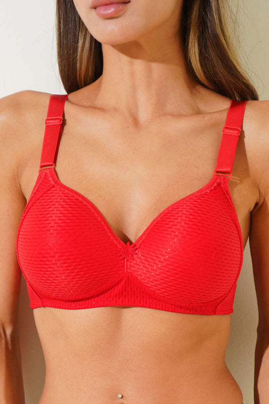 Jacquard Non-Padded Bra Red