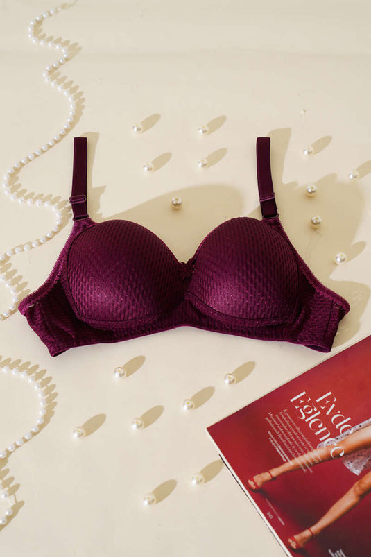 Jacquard Non-Padded Bra Plum
