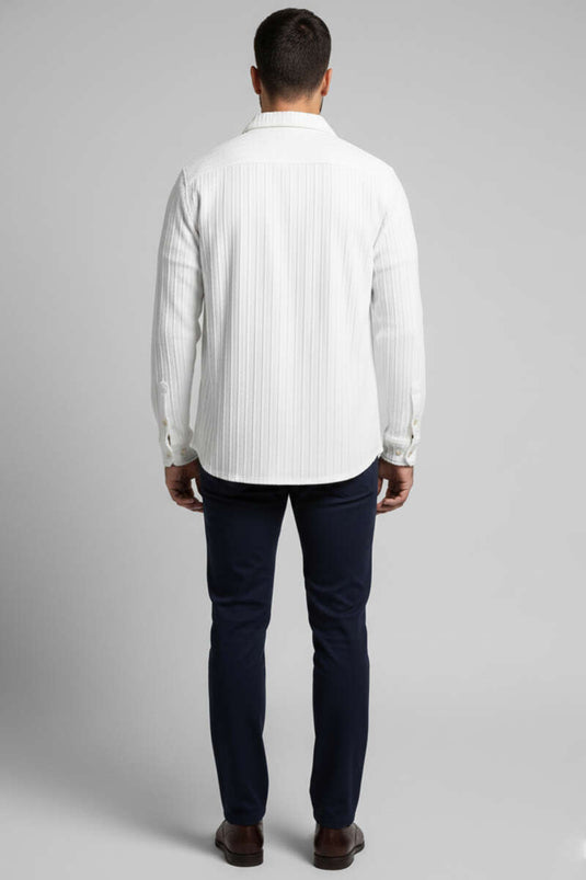 Jacquard herenoverhemd, ecru