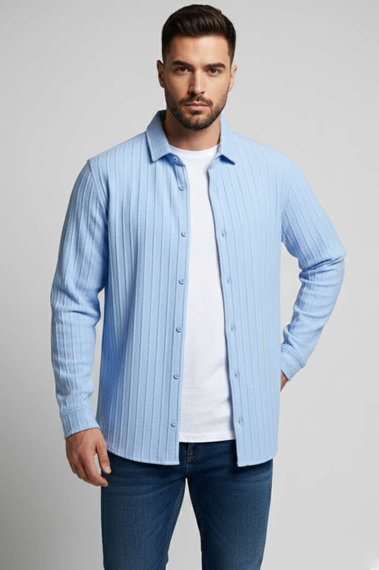 Chemise Jacquard Homme Bleue