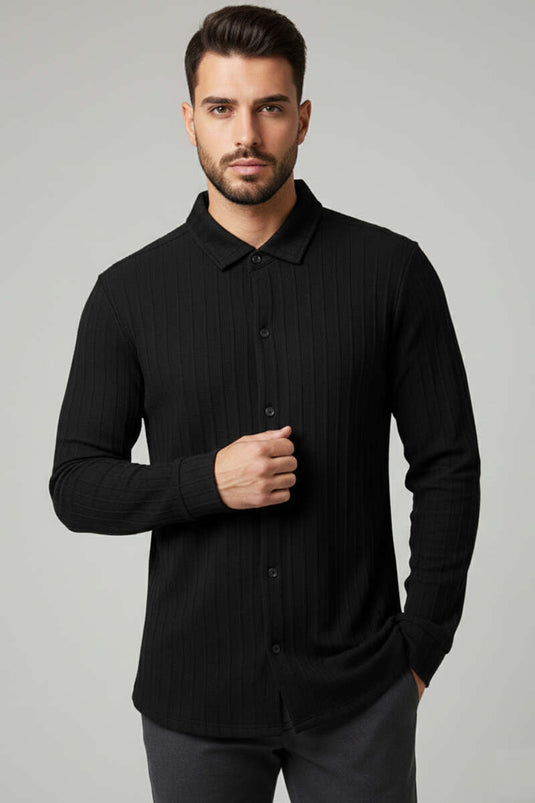Chemise Jacquard Homme Noire