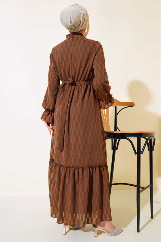 Jacquard Midi Dress Coffee
