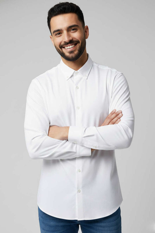 Jacquard Supreme Men's Shirt, Ecru