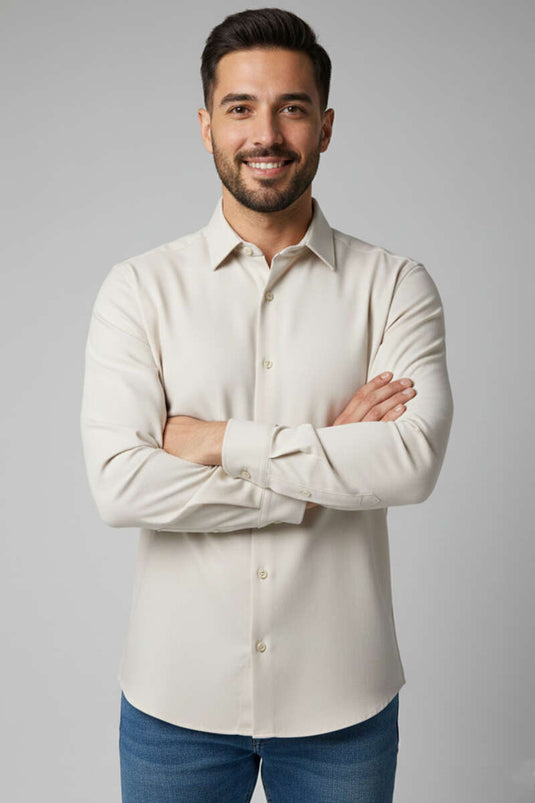 Chemise Jacquard Supreme pour homme, couleur pierre