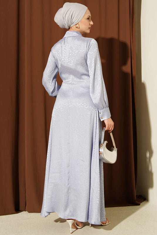 Jacquard Side-Tied Evening Dress Lilac