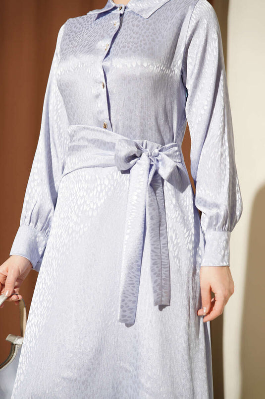 Jacquard Side-Tied Evening Dress Lilac