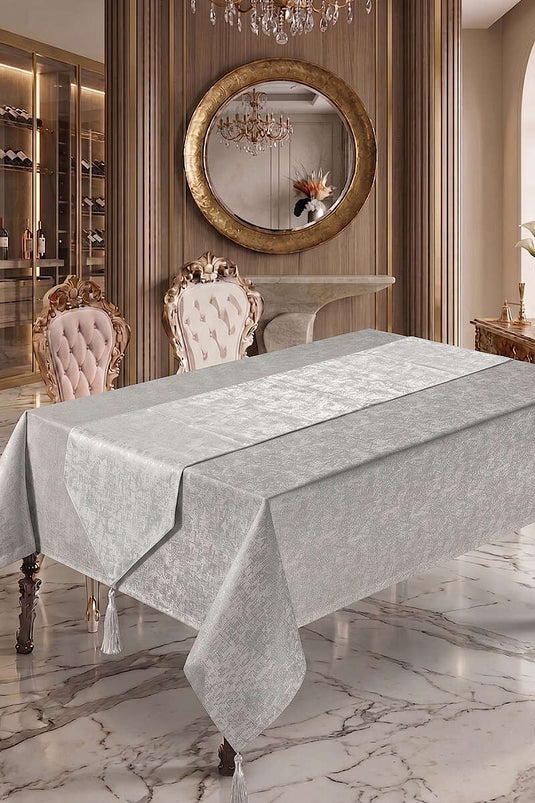 Set tavolo da pranzo jacquard grigio