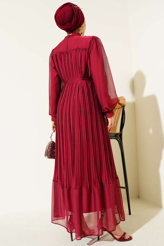 Robe plissée Janjan bordeaux
