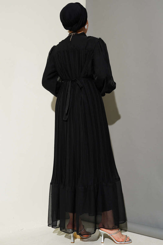 Janjan Pleated Dress Black