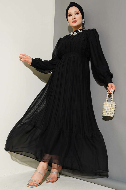 Janjan Pleated Dress Black