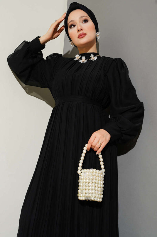 Janjan Pleated Dress Black