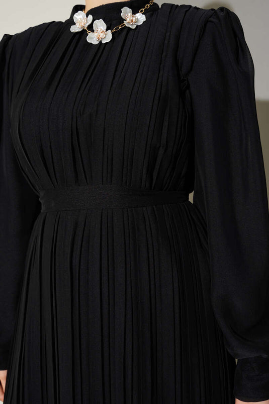 Janjan Pleated Dress Black