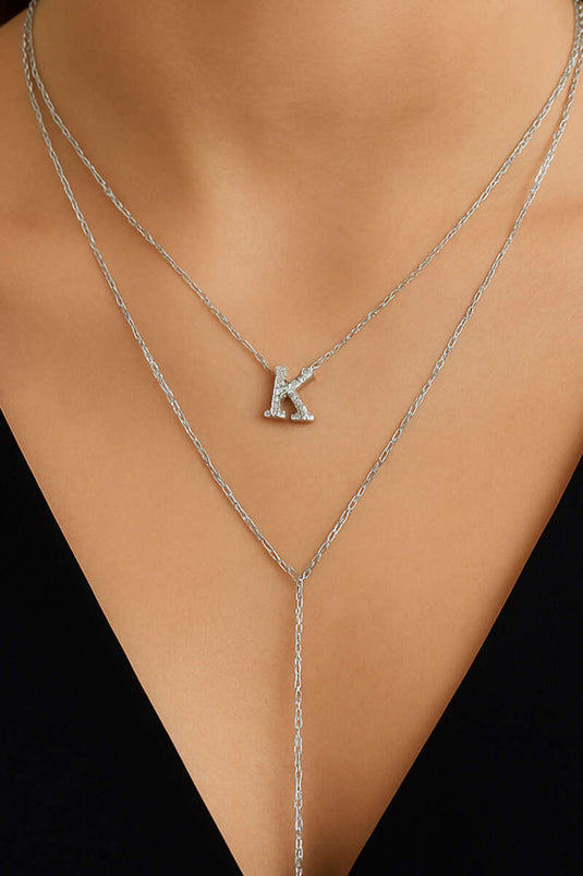 Collana con catena in argento con lettera K