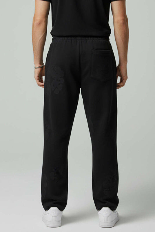 سروال رياضي رجالي بطبعة بارزة أسود