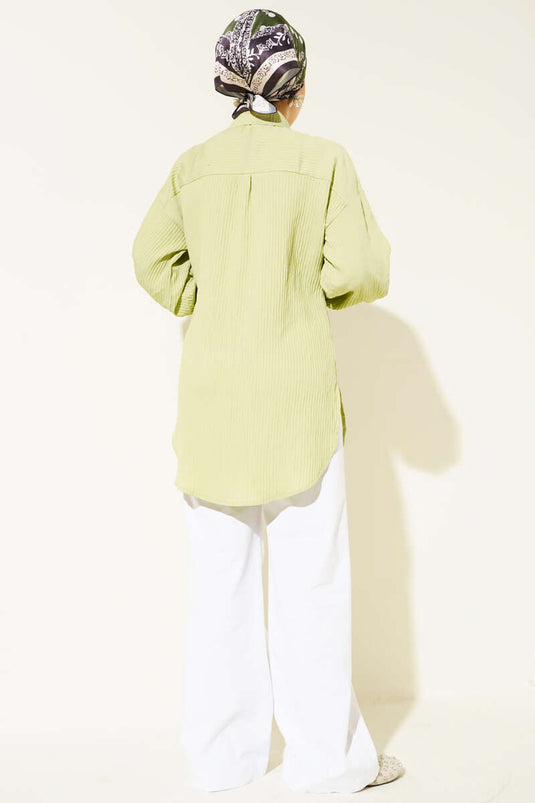 Camicia a righe in rilievo con perizoma alla caviglia verde acqua