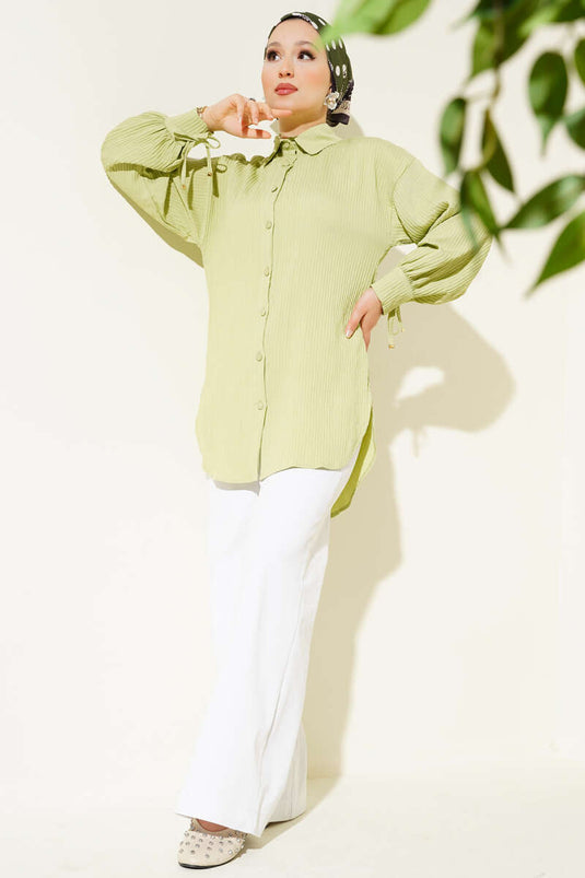 Camicia a righe in rilievo con perizoma alla caviglia verde acqua