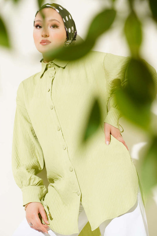 Camicia a righe in rilievo con perizoma alla caviglia verde acqua