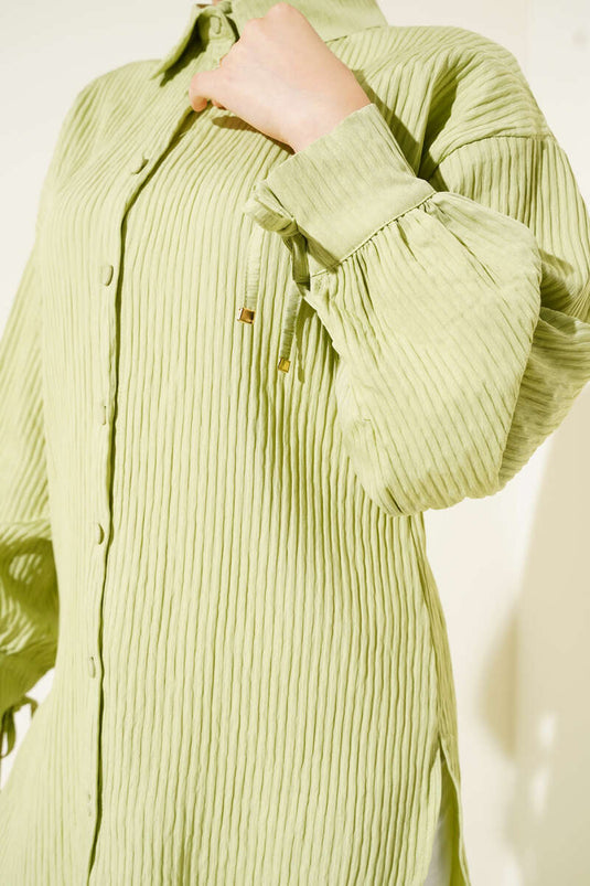 Camicia a righe in rilievo con perizoma alla caviglia verde acqua