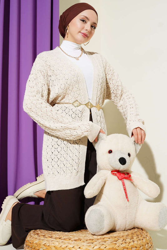 Strickjacke mit erhabenem Muster Araboy Beige