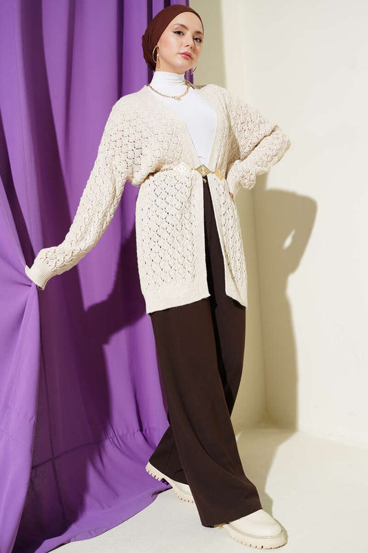 Strickjacke mit erhabenem Muster Araboy Beige