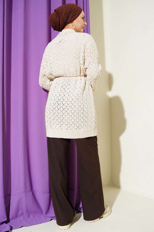 Strickjacke mit erhabenem Muster Araboy Beige