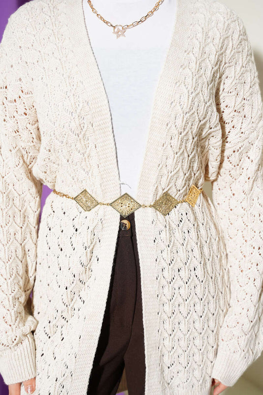 Strickjacke mit erhabenem Muster Araboy Beige
