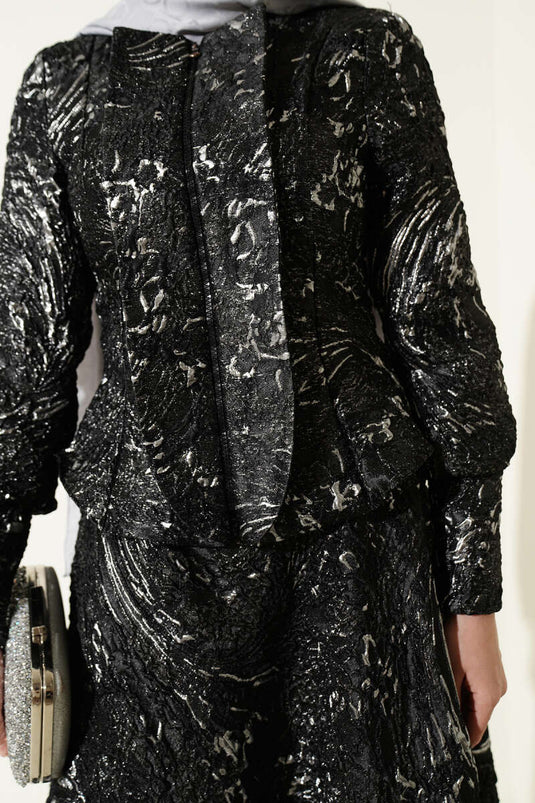 Ensemble jupe jacquard à motif en relief noir