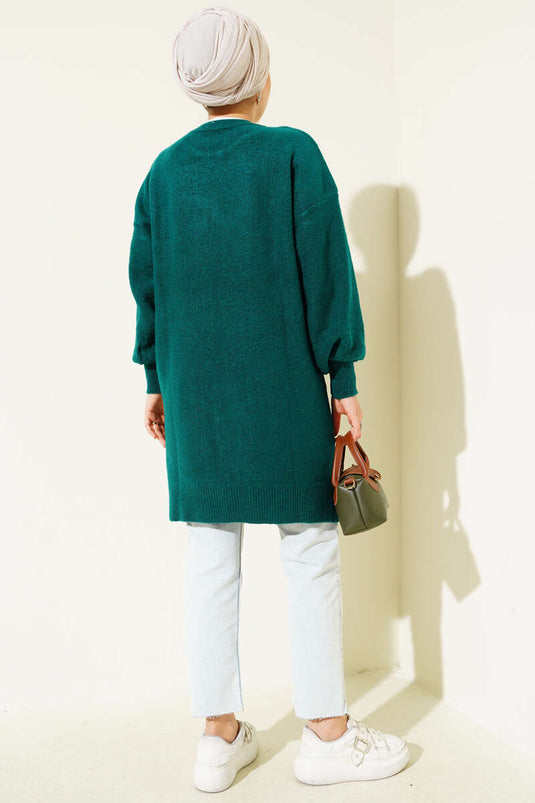 Tunique en maille douce à motif en relief, bleu marine