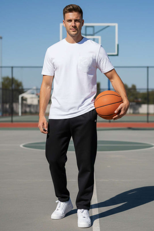 Embossed Pattern Men's T-shirt White