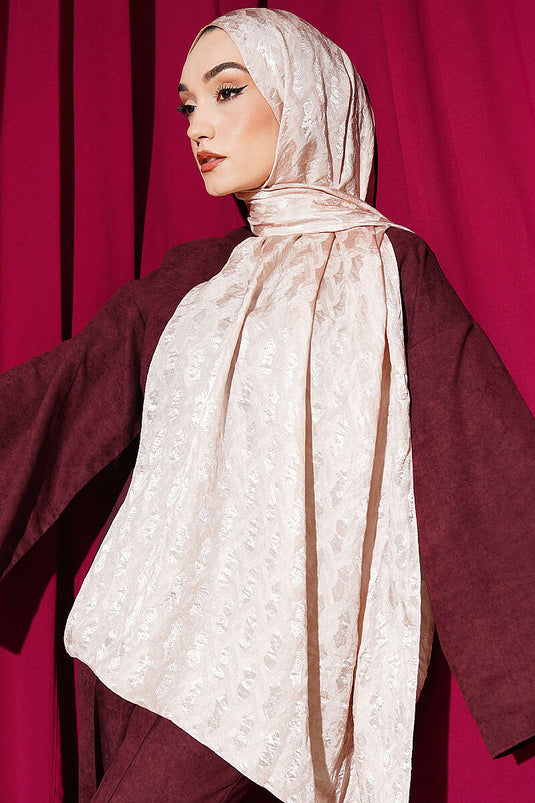 Sciarpa Jacquard Ricamata Beige