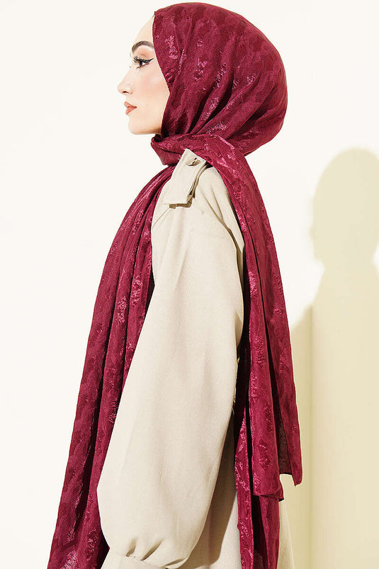 Écharpe Jacquard Brodée Bordo
